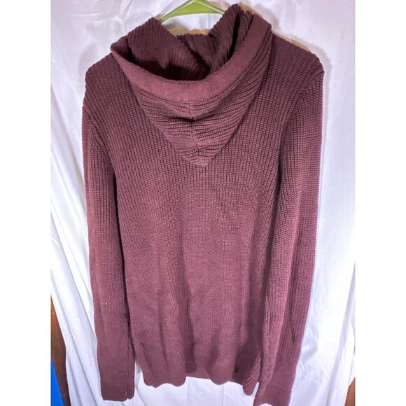And Now This Mens Ribbed Knit Pullover Hooded Sweater, Merlot, Size S, NWT - Picture 5 of 5